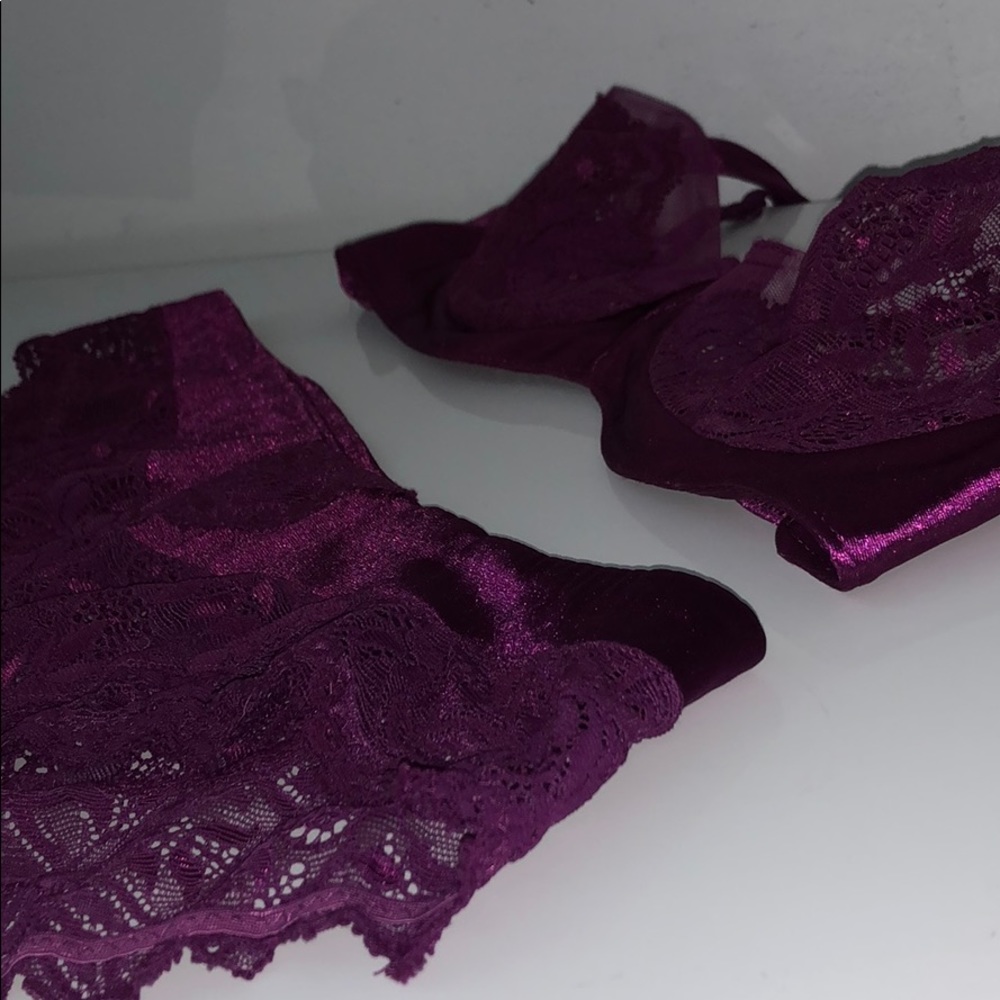 VS VINTAGE SATIN, LACE, & MESH PURPLE BRA & PANTY - Picture 4 of 15